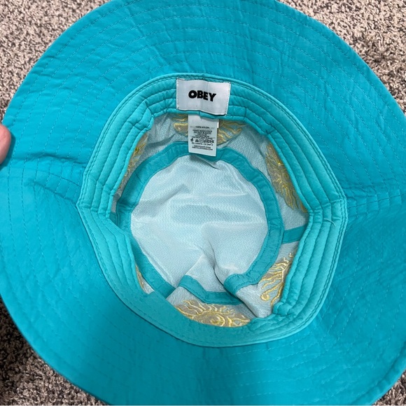 NWT OBEY URBAN OUTFITTERS Gravel Bucket Hat Teal Yellow Suns - Picture 4 of 6